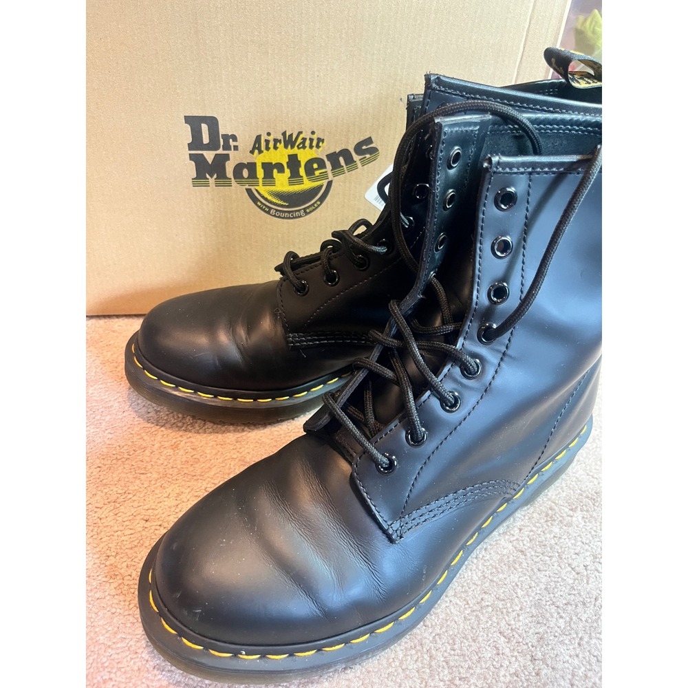 Dr. Martens 1460 W Black Smooth Leather 8-Eye Combat Boots 11821006 US Women 9